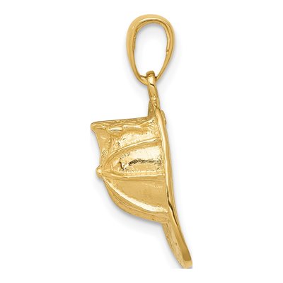 14K Yellow Gold 3-D Firefighter Helmet Pendant – view 3