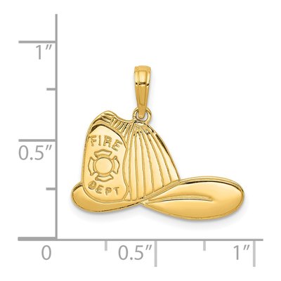 14K Yellow Gold Firefighter Helmet Pendant – view 5