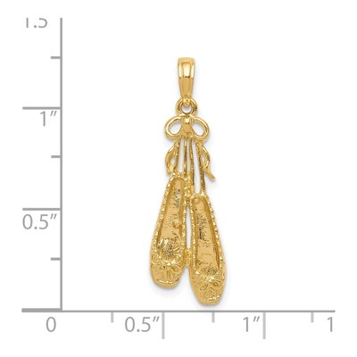 14K Yellow Gold Ballet Slippers Pendant – view 5