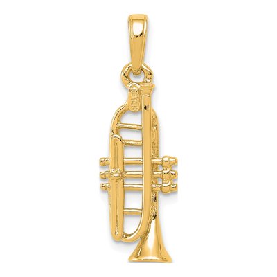 14K Yellow Gold 3-D Trumpet Pendant – view 4