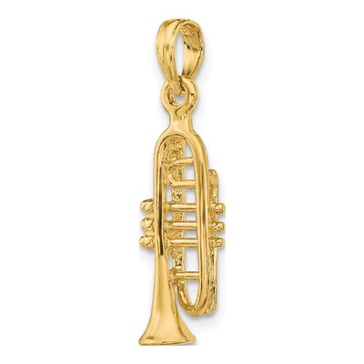 14K Yellow Gold 3-D Trumpet Pendant – view 5