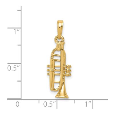 14K Yellow Gold 3-D Trumpet Pendant – view 6