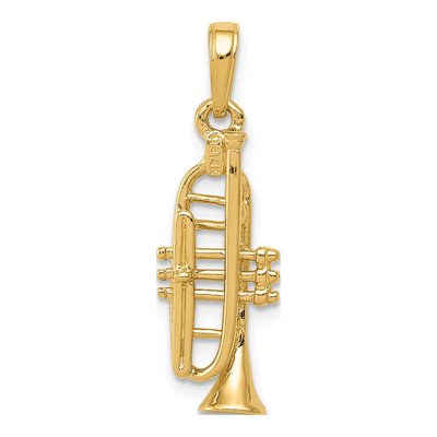 14K Yellow Gold 3-D Trumpet Pendant