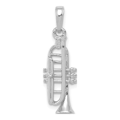 14K White Gold 3-D Trumpet Pendant – view 4