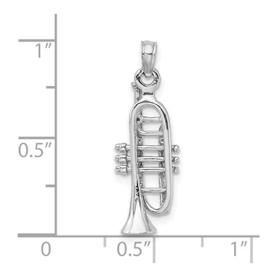 14K White Gold 3-D Trumpet Pendant – view 6