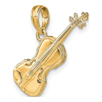 14K Yellow Gold 3-D Violin Pendant – view 6