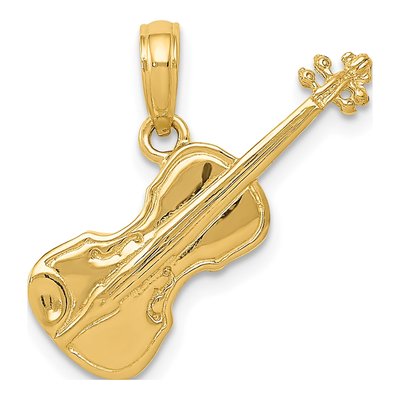 14K Yellow Gold 3-D Violin Pendant