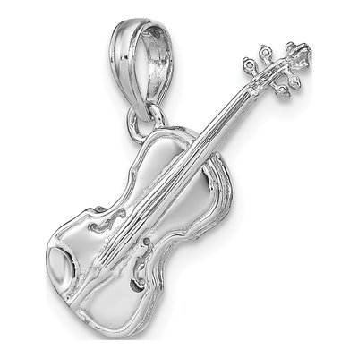 14K White Gold 3-D Violin Pendant – view 4