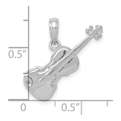 14K White Gold 3-D Violin Pendant – view 5