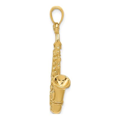 14K Yellow Gold 3D Saxophone Pendant – view 3