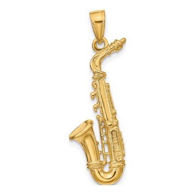 14K Yellow Gold 3D Saxophone Pendant – view 4