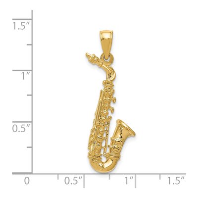 14K Yellow Gold 3D Saxophone Pendant – view 5