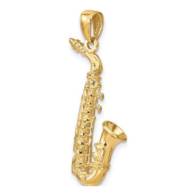 14K Yellow Gold 3D Saxophone Pendant – view 6
