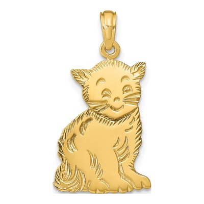 14K Yellow Gold Cat Pendant