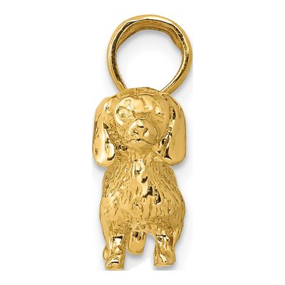 14K Yellow Gold 3-D Wire Haired Dachshund Dog Charm – view 3