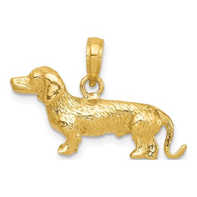 14K Yellow Gold 3-D Wire Haired Dachshund Dog Charm – view 4