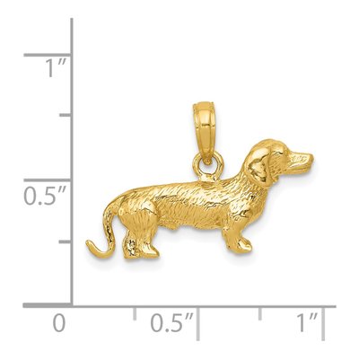 14K Yellow Gold 3-D Wire Haired Dachshund Dog Charm – view 6