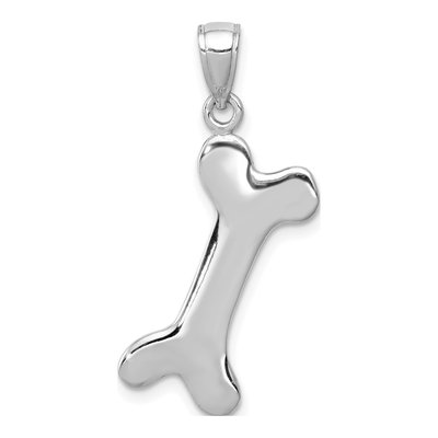 14K White Gold Dog Bone Pendant