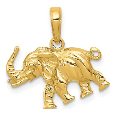 14K Yellow Gold 3-D Elephant Pendant
