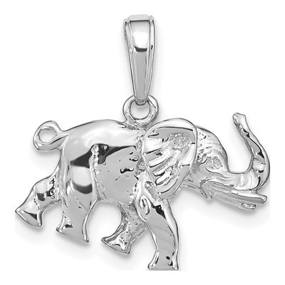 14K White Gold 3-D Elephant Pendant – view 4