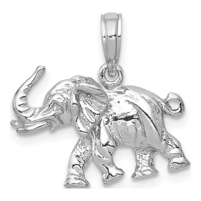 14K White Gold 3-D Elephant Pendant