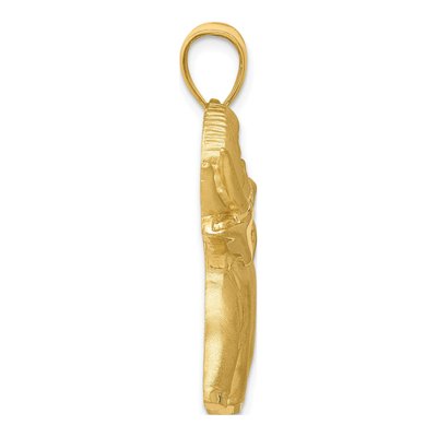 14K Yellow Gold Diamond-Cut Elephant Pendant – view 3