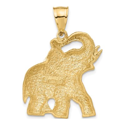 14K Yellow Gold Diamond-Cut Elephant Pendant – view 4