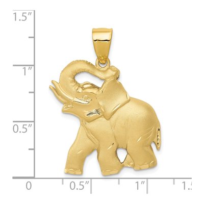 14K Yellow Gold Diamond-Cut Elephant Pendant – view 5