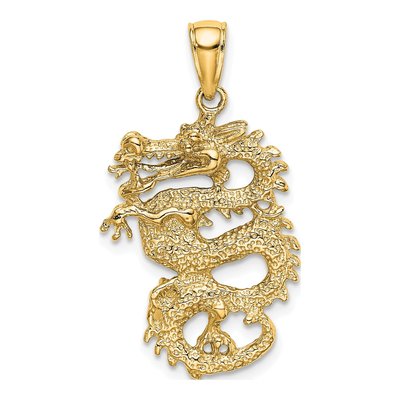 14K Yellow Gold 3-D Dragon Pendant – view 4