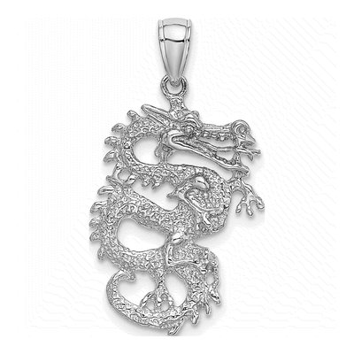 14K White Gold 3D Dragon Pendant – view 4