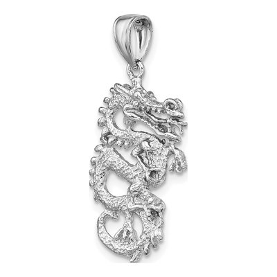 14K White Gold 3D Dragon Pendant – view 5
