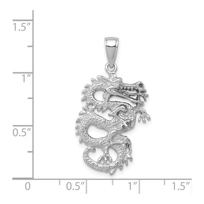 14K White Gold 3D Dragon Pendant – view 6