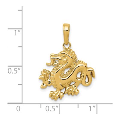 14K Yellow Gold Dragon Pendant – view 5