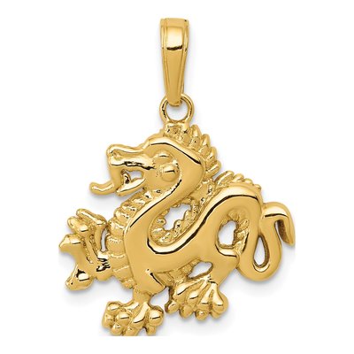 14K Yellow Gold Dragon Pendant