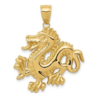 14K Yellow Gold Dragon Pendant