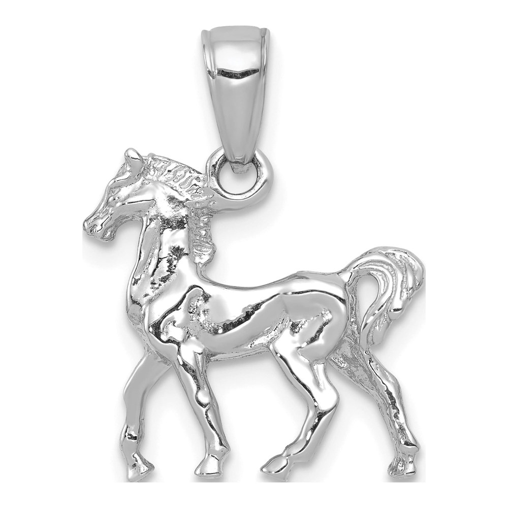 14K White Gold 3-D Horse Pendant