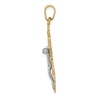 14K Two-Tone Gold Fleur de Lis Crucifix Pendant – view 3