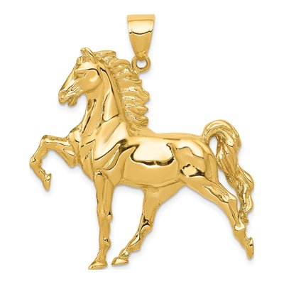 14K Yellow Gold Large Open-Back Horse Pendant