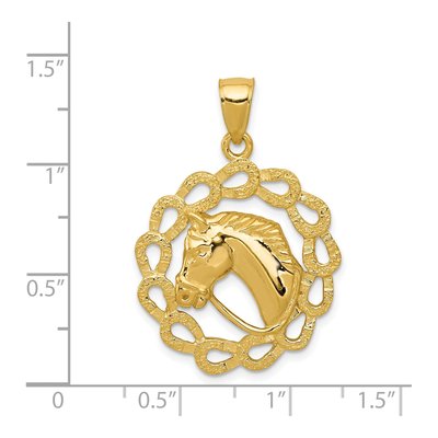 14K Yellow Gold Horse Head Horseshoe Pendant – view 5