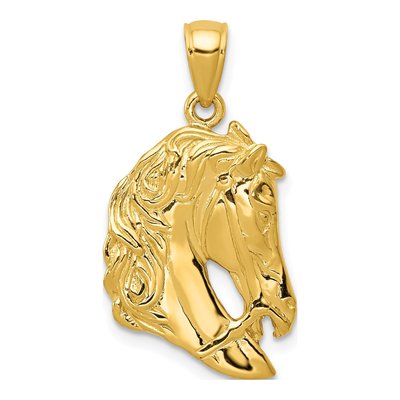 14K Yellow Gold Horse Head Pendant