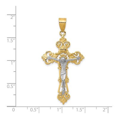 14K Two-Tone Gold INRI Fleur de Lis Crucifix Pendant – view 4