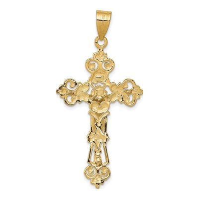 14K Two-Tone Gold INRI Fleur de Lis Crucifix Pendant – view 5