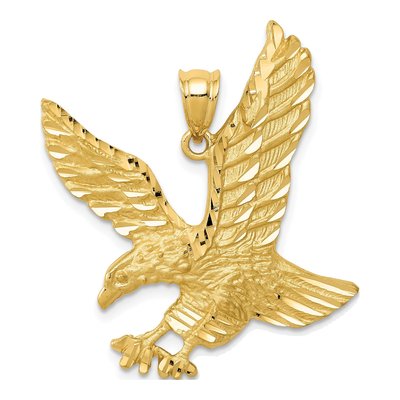 14K Yellow Gold Diamond-Cut Eagle Pendant