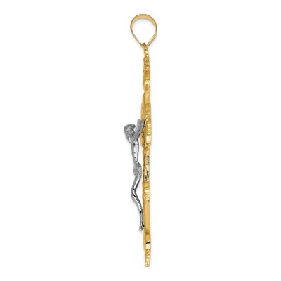 14K Two-Tone Gold INRI Fleur de Lis Crucifix Pendant – view 3