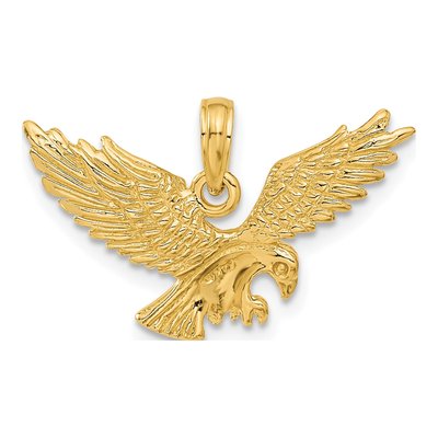 14K Yellow Gold Textured Eagle Pendant – view 4