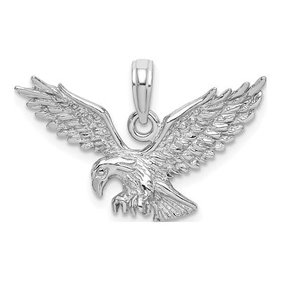 14K White Gold Eagle Landing Pendant