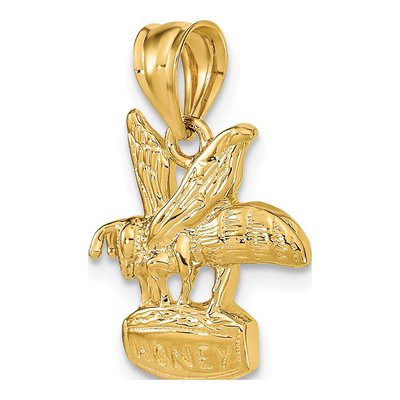 14K Yellow Gold Bee on Honey Jar Pendant – view 6