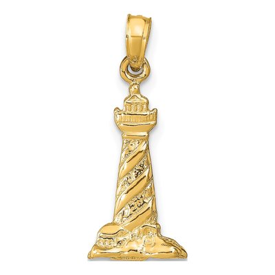 14K Yellow Gold 3D St Augustine Lighthouse Pendant