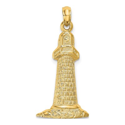14K Yellow Gold Lighthouse Pendant