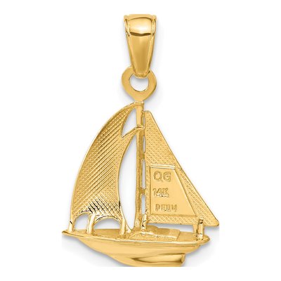 14K Yellow Gold Sailboat Pendant – view 4